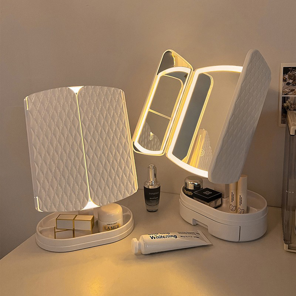 Tri-Fold LED Makeup Mirror